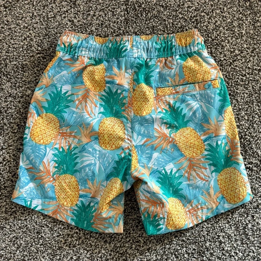 Pineapple Print Swim Trunks - Aqua/Yellow Boy’s Size 6-7